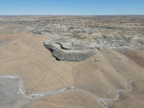 The Yazzie Wildlife Bluff is the work of engineering and environmental creativity. Navajo Mine engineers redesigned the final surface configuration to keep the golden eagle nest undisturbed, ensure proper drainage, and cover all coal seams. Photo courtesy of National Transitional Energy Company.